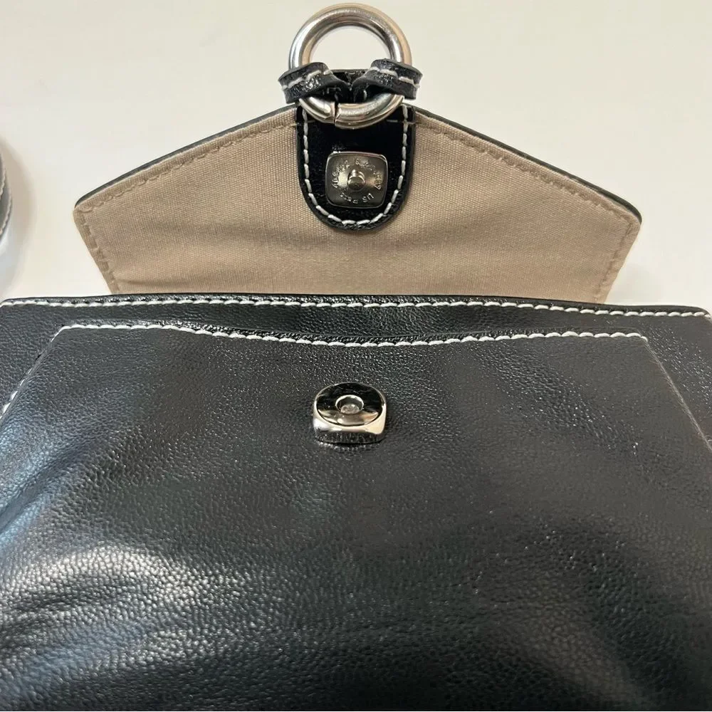 Liz Claiborne Black Vegan Leather Wristlet Clutch Wallet Purse